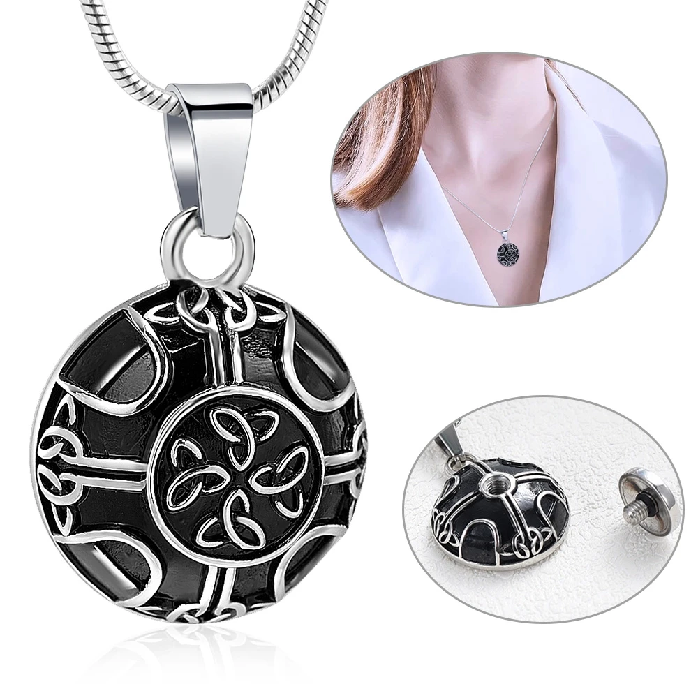 

Wholesale Urn Necklace With Round Pendant Engraved Openable For Human/Pet Ashes Stainless Steel Cremation Jewelry