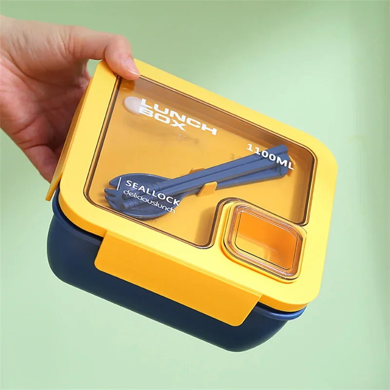 Bento lunch box 850ml/1100ml portable microwave with tableware for kids school office leakproof food storage