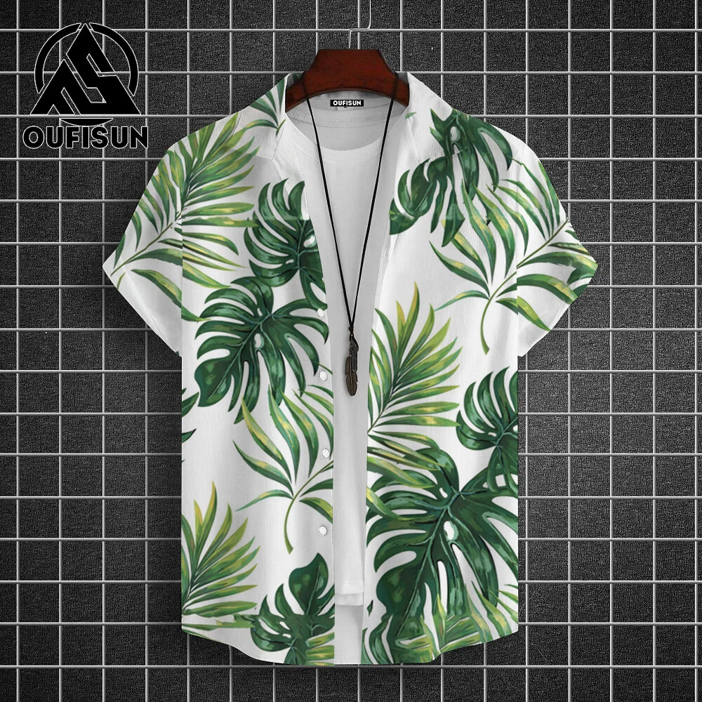 

Hawaii Shirt Men Short Sleeve Tops Summer Fashion New Shirt Man Tee Clothing Mens Oversized Lapel Button Down 3d Flower Patterns
