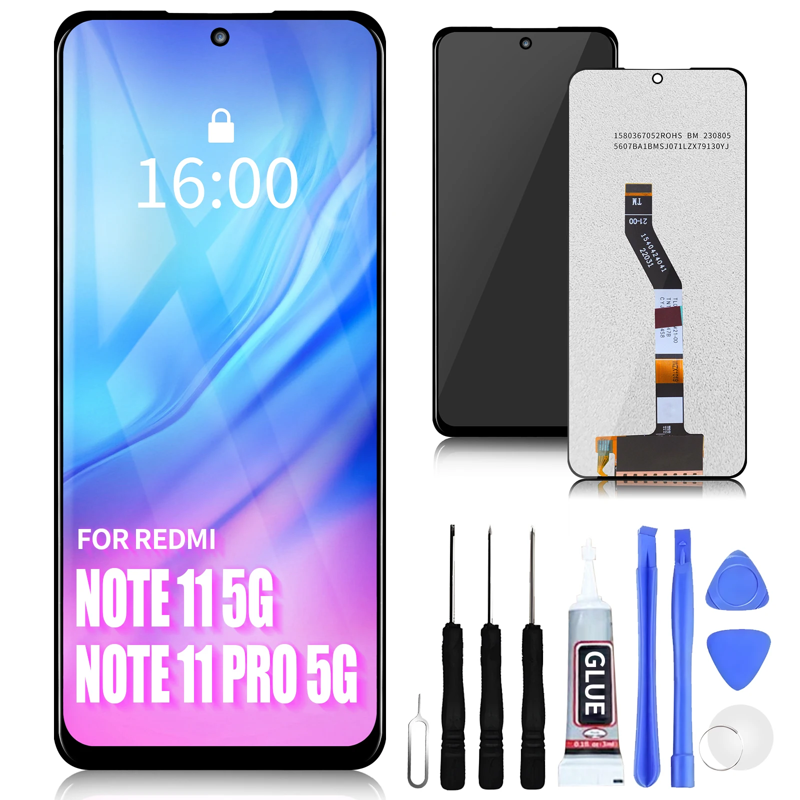 

6,6 "для Xiaomi Redmi Note 11T 5G 21091116AI Note 11S 5G Poco M4 Pro 5G 21091116AG MZB0BGVIN, Замена сенсорного экрана