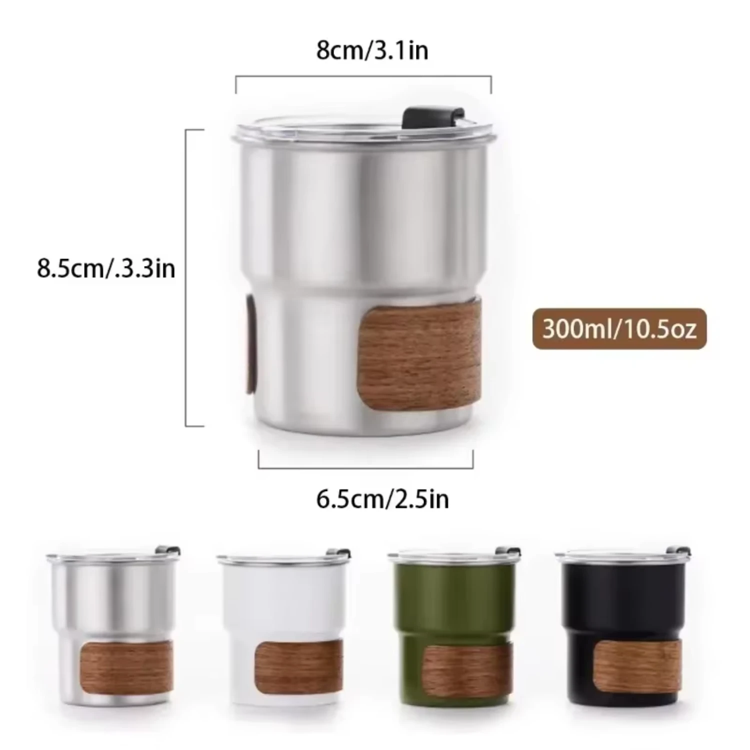 Portable 304 Stainless Steel Coffee Cup with Lid -...
