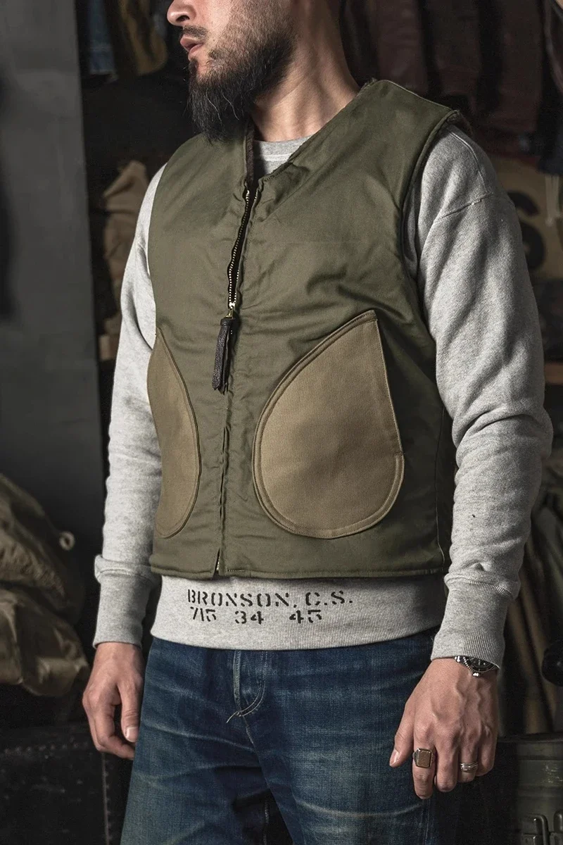 Rugged Bronson Wool Piled-Lined Vest Winter Mens Warm Waistcoat N-1D Deck Jacket 6