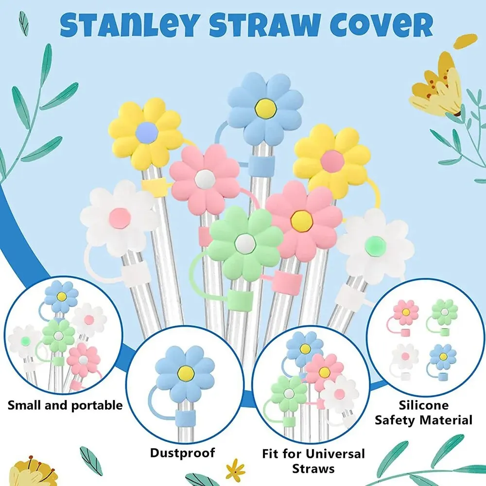 Straw Cover Cap for Stanley,SUPER Star Silicone Straw Topper Fit Stanley 30&40 Oz,Cute Cartoon Straw Cover Kids Themed Party Gifts,Drinking Straw