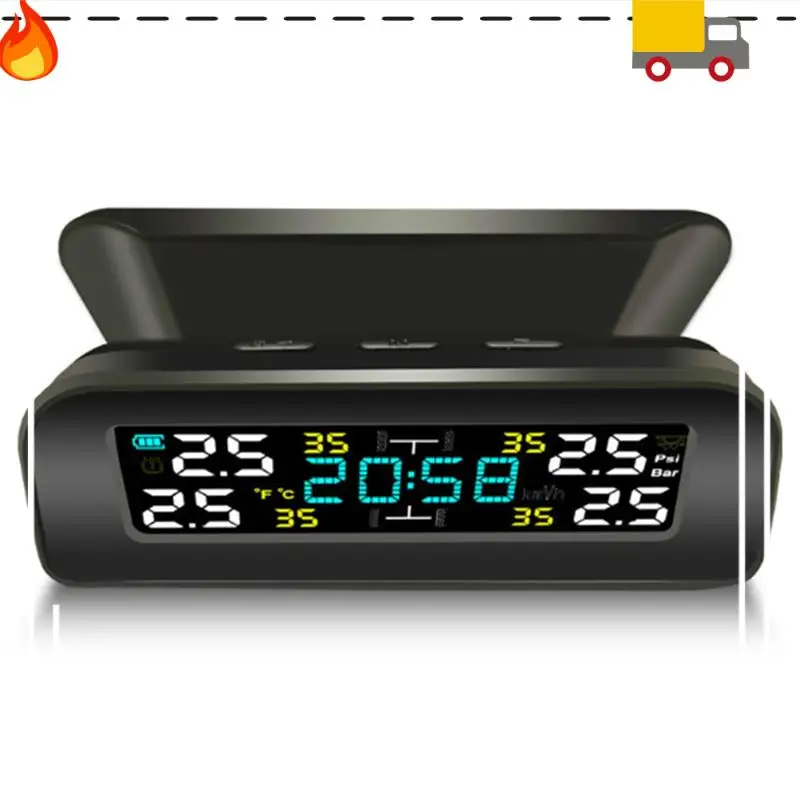 Tire Temperature Tire Pressure Monitor Car Universal Inspection Monitor Wireless Solar Power External Time Durable