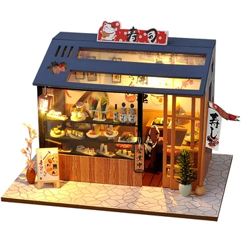 Wooden Doll House Casa Diy  Miniature Dollhouse 3D Puzzle Assembly Building Toys With Furniture LED Lights For Children Gifts 1