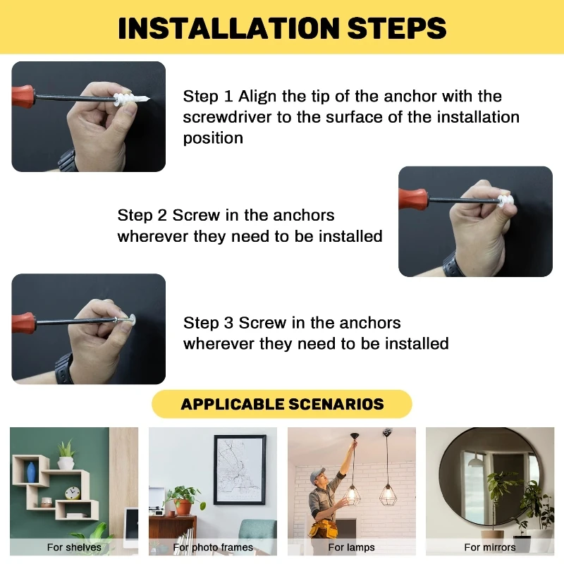 Self Drilling Drywall Anchor with Tapping Screw for Plasterboard Gypsum Hollow Cavity Wall Expansion Plug Plastic Nylon 10sets Drywall Anchor Kit Hollow Wall Anchor Set