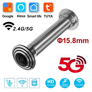 Door Camera Eye Wifi 16MM Diameter Tuya Smart Mini Peephole Security Hole Door Cat Eye 1.66mm Wide-angle 5G 2.4G P2P ONVIF RTSP 1