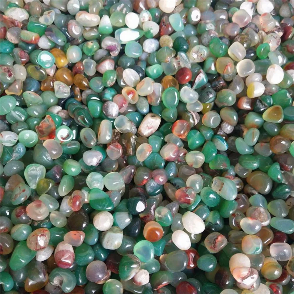 Red green agate Crushed Stone Vase Fish Tank Flower Pot Decoration Soil Filling Natural Raw Stone Polishing,100g