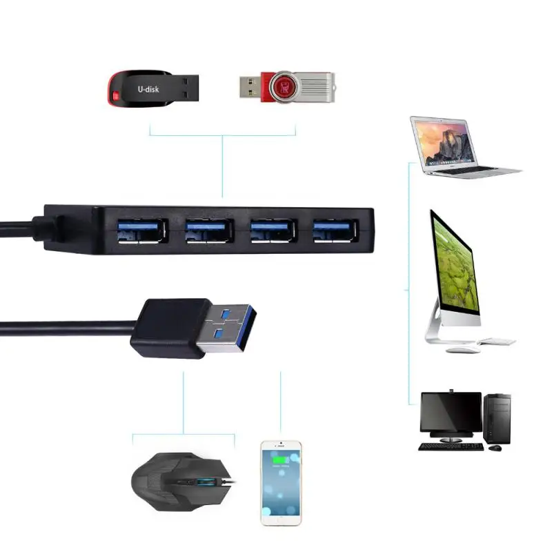 

Высокоскоростной разветвитель USB 3,0, разветвитель с 4 портами, расширитель с несколькими портами USB, компьютерные аксессуары для ноутбуков и ПК