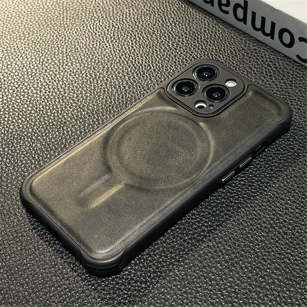 

Luxury Leather Magnetic For Wireless Charging Case For iPhone 14 11 12 13 15 Pro Max X XS XR 14 15 Plus Shockproof Soft case