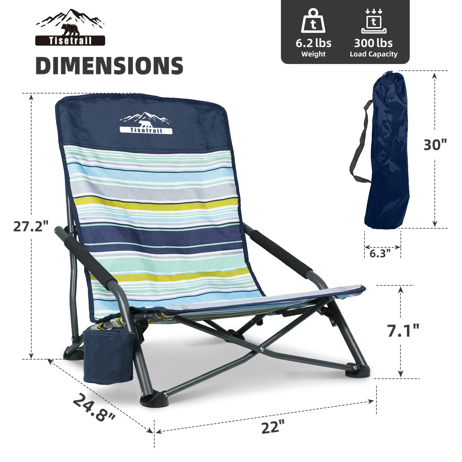 Tisetrail 2 Pack Portable Beach Chair 3