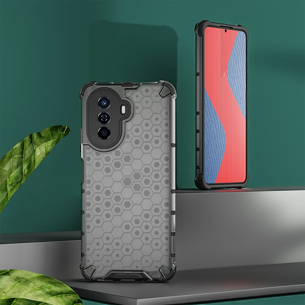 Shockproof Phone Case For Huawei Nova Y70 Transparent Honeycomb_voghion.com