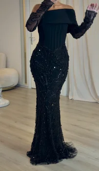 Aenyrst Customized Elegant Mermaid Floor-Length Evening Party Dresses Shiny Beads Woman Formal Occasion Gowns فساتين طو 1