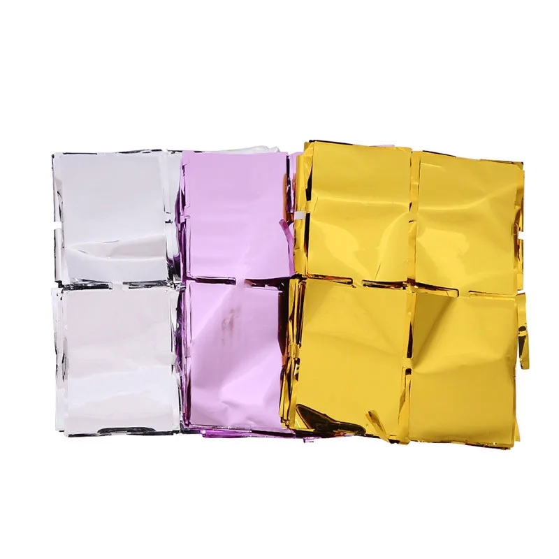 Rideau En Feuille D'aluminium Carré Argenté, Toile De Fond à Anges, Rideaux De Clinquant Pour Anniversaire, Mariage, Baby Shower, Décorations De Fête D'enterrement De Vie De Jeune Fille, 2x1m