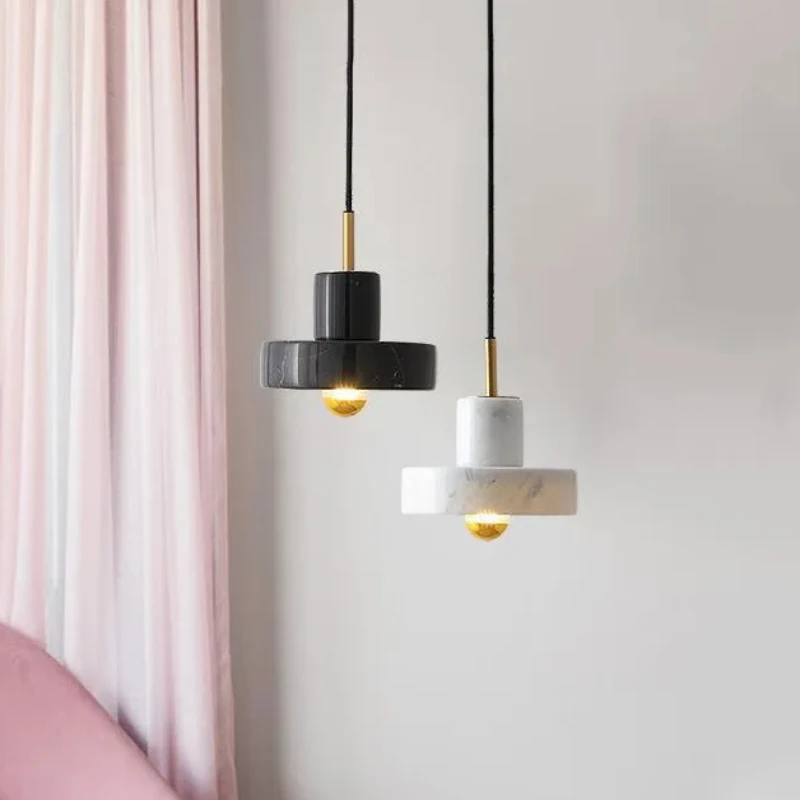 

Marble Pendant Lamps Modern Nordic Indoor Lights Kitchen Bedroom Study villa Home Decor Hanging Lighting Simple LED Chandelier