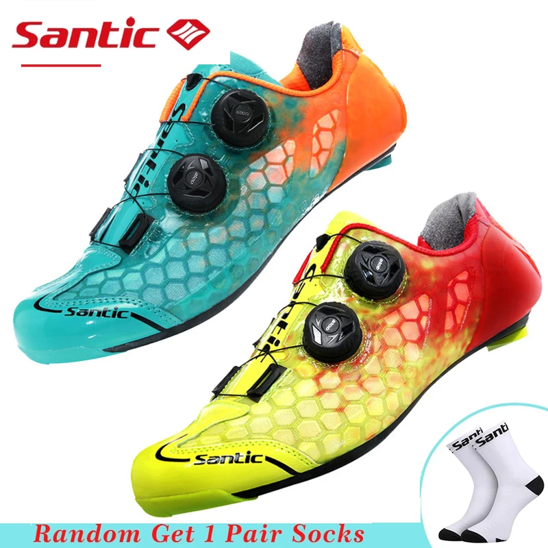 Santic Zapatillas de ciclismo suela de fibra carbono para hombre, calzado para bicicleta de carretera, ultraligero, transpirable|Zapatillas ciclismo| - AliExpress