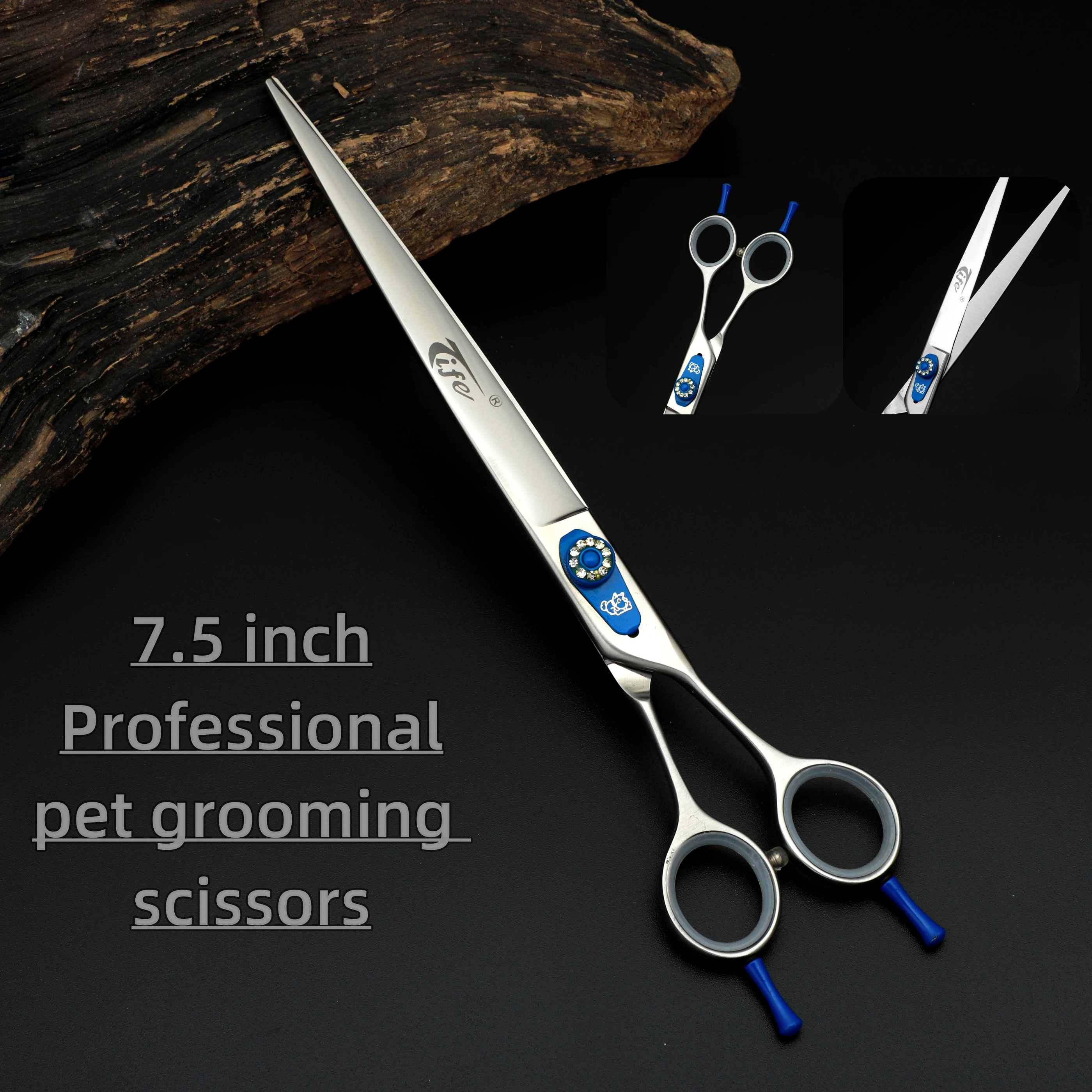 A.tami 7.0-7.5-8 Professionelle Tierpflegeschere, 55 %/70 % Effilierschere, gebogene Schere aus Hitachi 440c-Stahl, scharf und langlebig – Detail 16