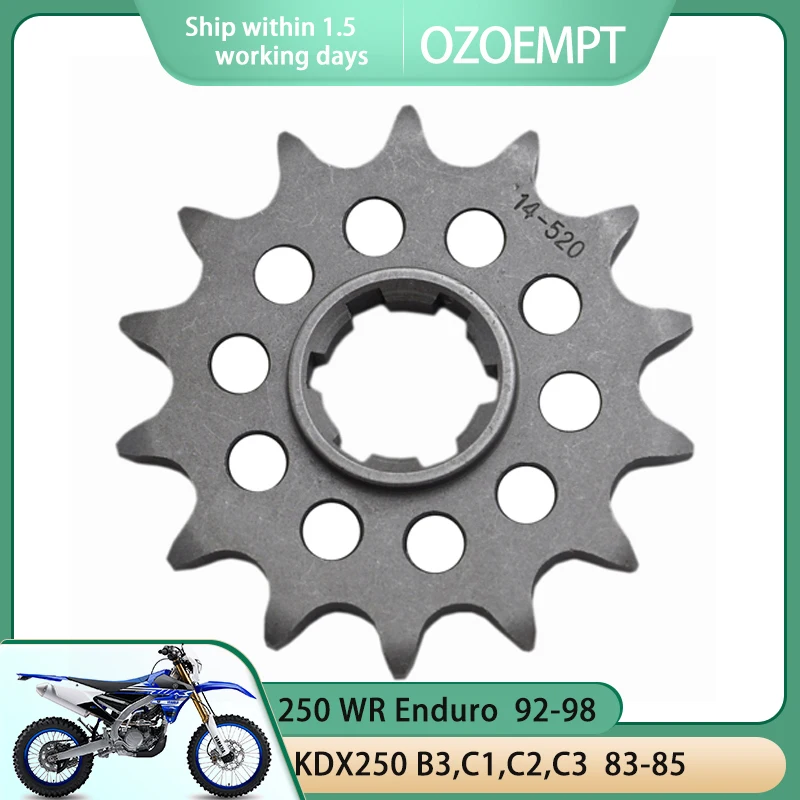 

OZOEMPT 520-14T Motorcycle Front Sprocket Apply to 250 WMX CR WR Enduro WR/CR KDX250 B1,B2,B3,C1,C2,C3 KX250 A5,A6,A7,B1