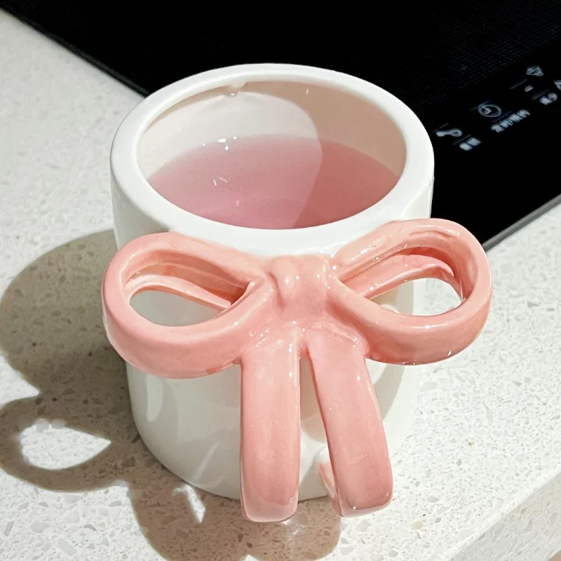 Tasse à Café élégante En Céramique Avec Nœud Rose Pour La