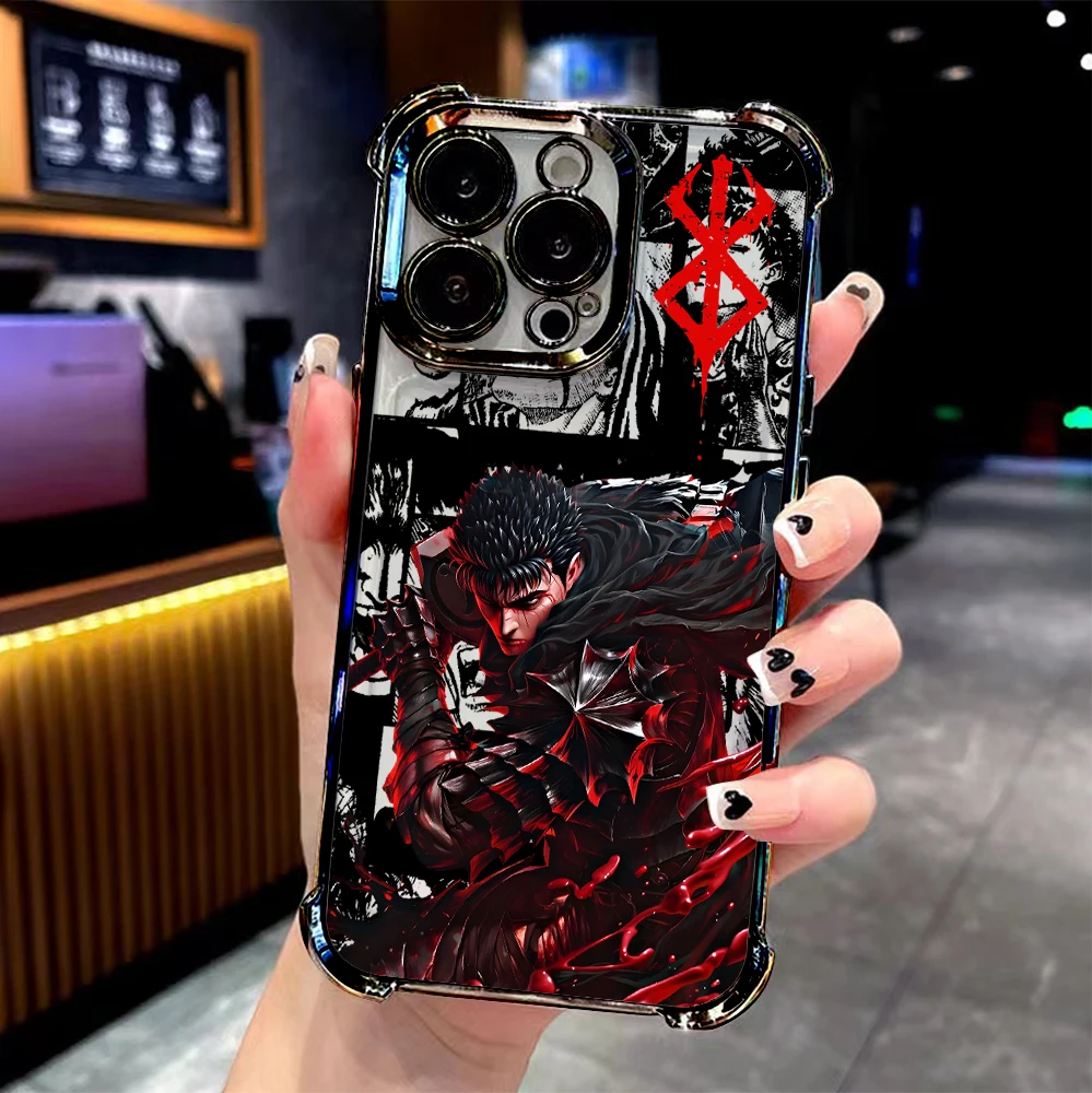 Cool Anime Berserk Plating Anti-Fall Airbag Phone Case