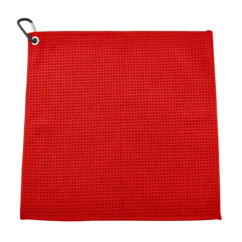 

Golf Cleaning Towel Soft Fabric Club Towel with Carabiner Clip Microfiber Waffle Tri-fold Golf Towel Efficient Cleaning