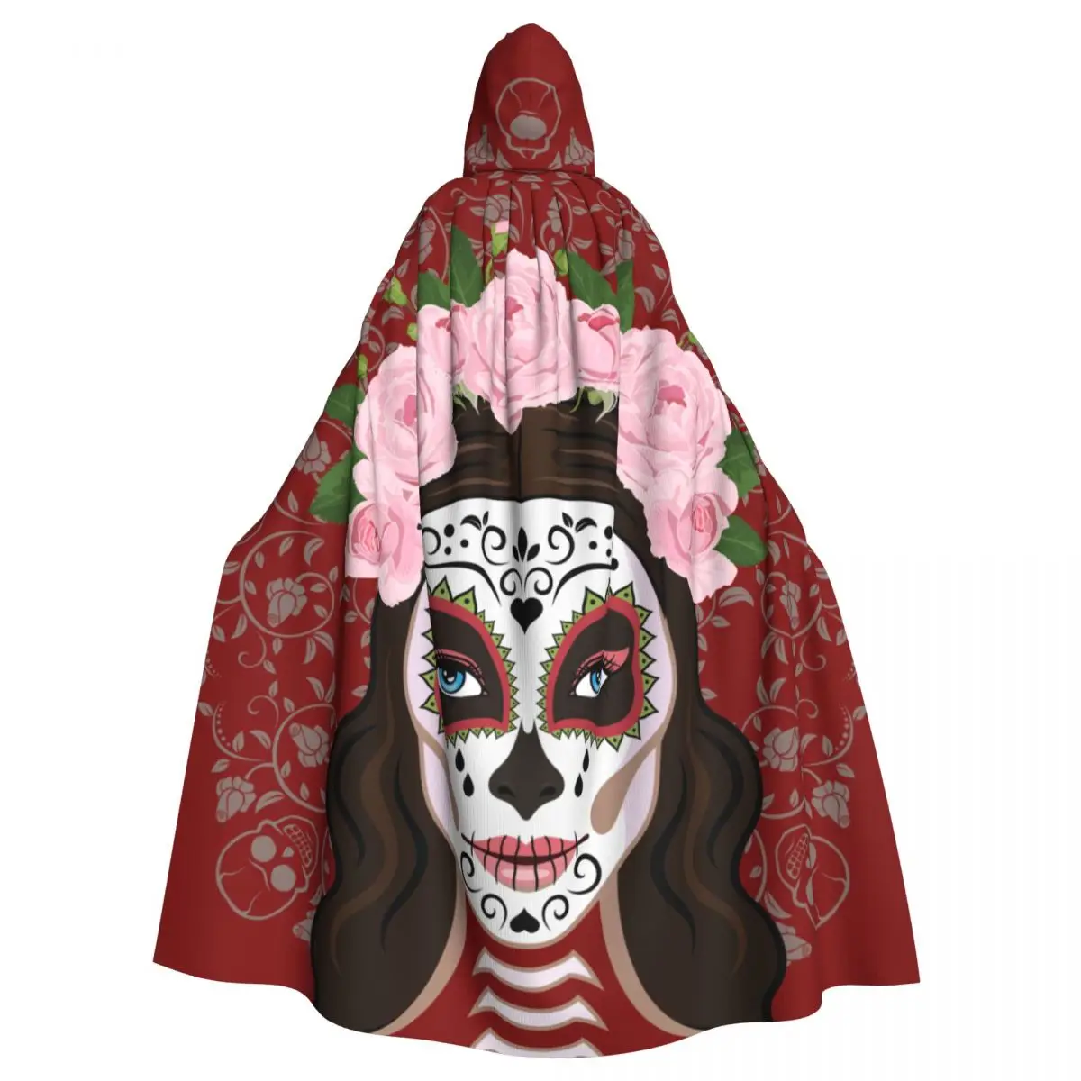 

Adult Vampire Cape Hooded Robe Calavera Catrina Day Of The Dead Halloween Cloak Full Length Cosplay