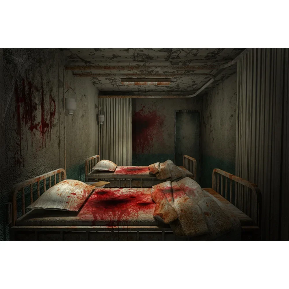 thumbnail image 1 of MOON.QG Fondo de fotografía de decoración de Halloween de terror Fondo de fotografía de aula de hospital espeluznante Accesorios de fotografía profesionales, 1 of 5