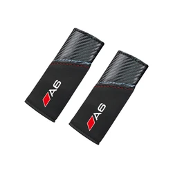 Premium Leather Car Door Armrest and Roof Handle Covers - Set of 2 - FMP - Carbon Black (2Pcs For A6 logo)