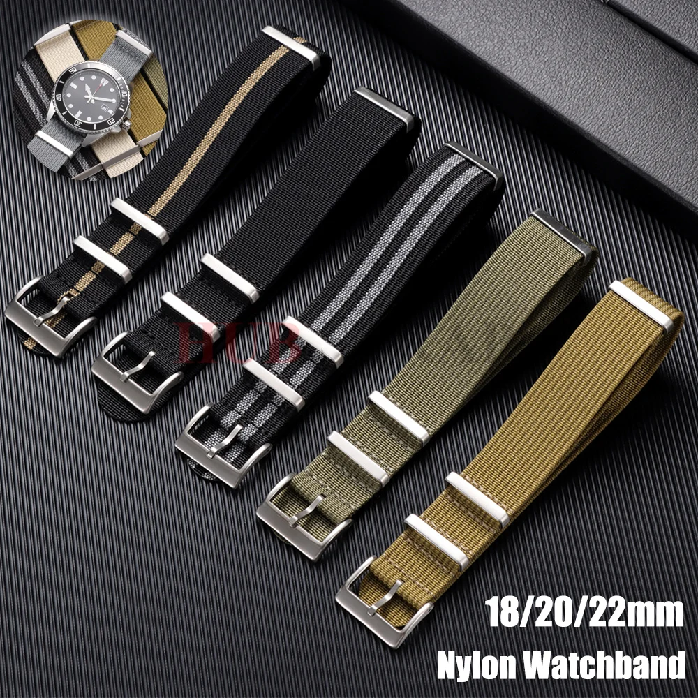 Ribbed Nylon Watch Band - Comfortable, Washable Military-Style Strap for Men & Women