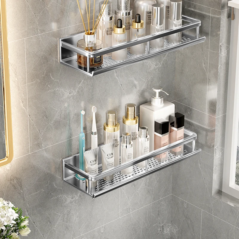 Vidric Nail Free Light Space Aluminum Bathroom Shelves Wall Mounted  Bathroom Shelf Bathroom Storage Rack Easy to Install