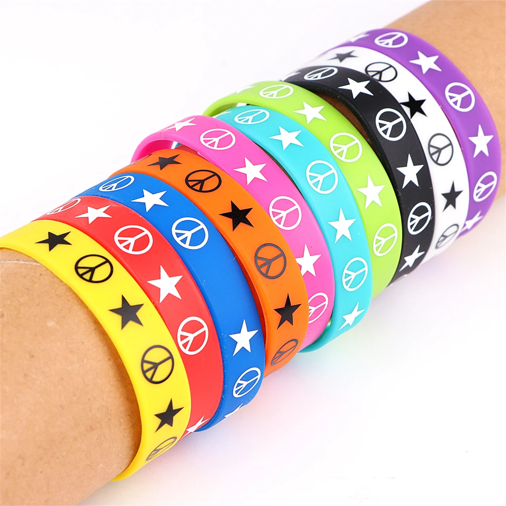 10 teile/los Jesus Kreuz Frieden Schmetterling Liebe Herz Manschette Silikon Gummi Armbänder Für Mann Frauen (16 Stil Freie Wählen) – Detail 1