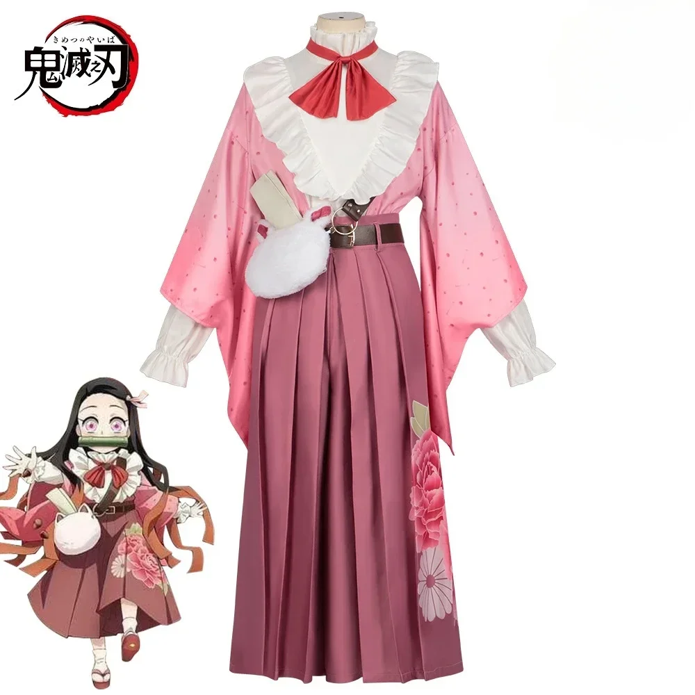 

Demon Slayer Kamado Nezuko Cosplay Costume Lolita Dress Skirt Outfit Fantasia Anime Girls Halloween Carnival Party Disguise Suit