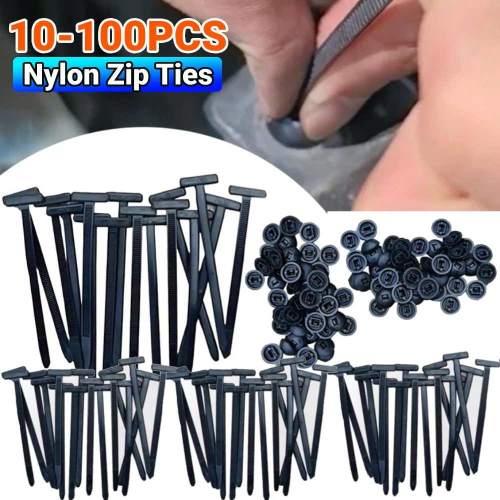 10-100PCS 나일론 자동 잠금 지퍼 타이 범용 데이터 케이블 보관 타이 버클 헤드폰 케이블 보관 고정 스트랩