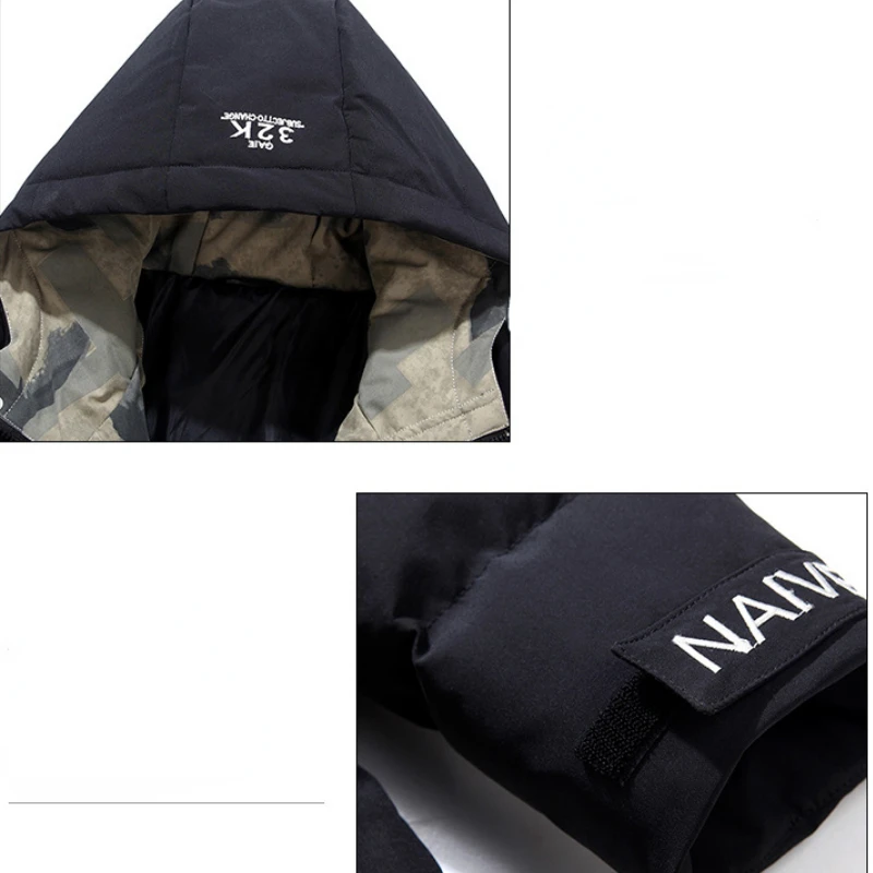 New Outdoor Sportswear Autumn Winter Men Jacket Thick Warm Hooded Cotton-Padded Coat Parkas Korean Print Jacket Windproof Tops