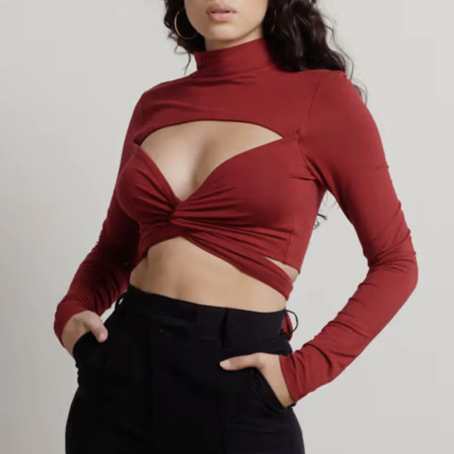 

Slim Fit Hollow Sexy Long Sleeve T Shirt