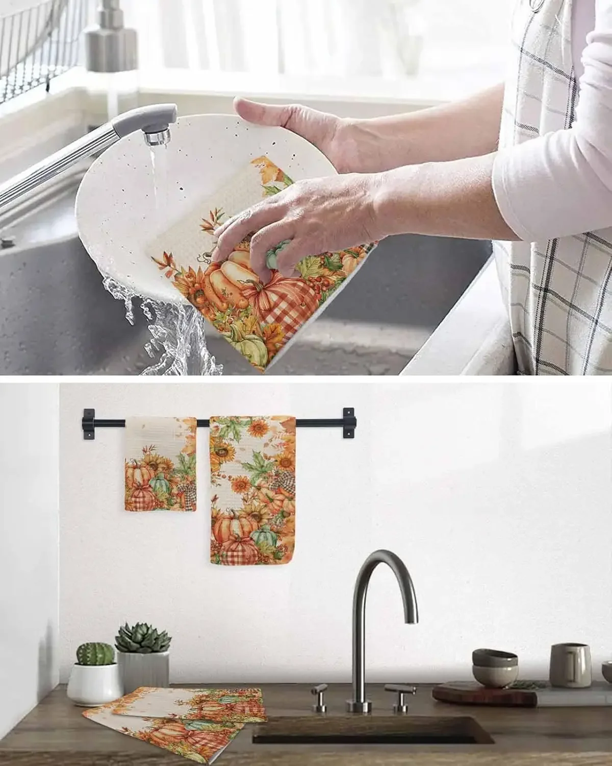 Sage Green Pumpkin Kitchen Towels 5