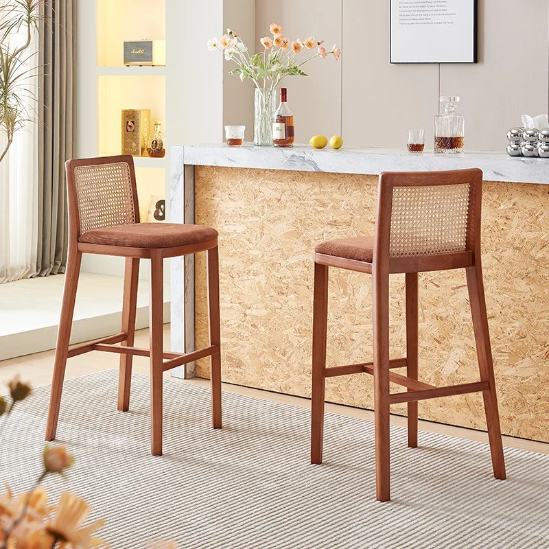 

Rattan Balcony Dining Chair Accent Nordic Coffee High Bar Stools Vanity Counter Sillas Para Sala De Estar Furniture YX50BY