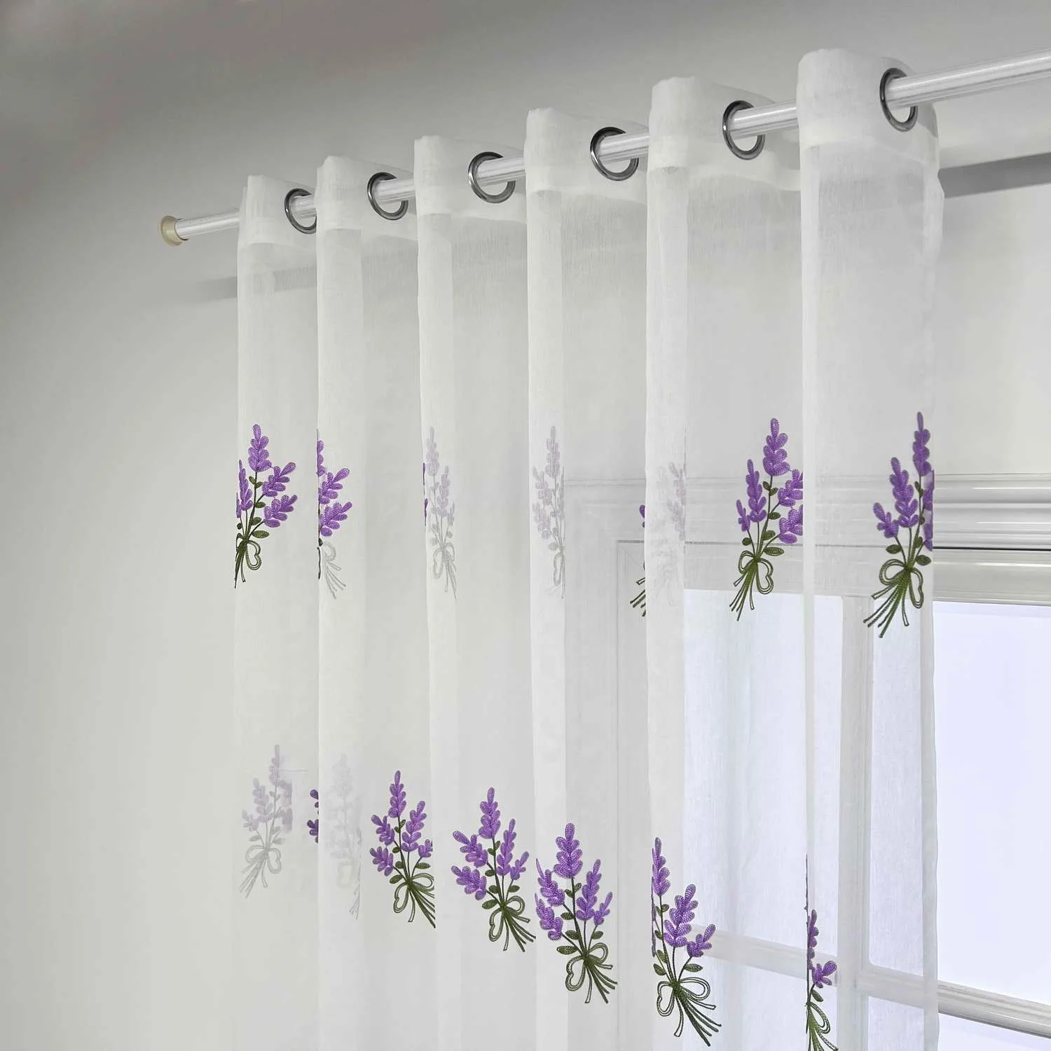 American Pastoral Rustic Embroidered Purple Lavender White Curtains Tulle  For Bedroom Floral Sheer Voile Draperies Living Room 2 - AliExpress, image size:1500x1500