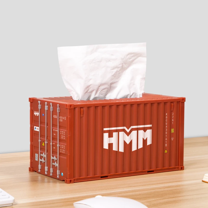 diecast truck Shipping Container Model Tissue Boxes Desktop Paper Holder Storage Napkin Case Organizer Ornament Craft Diecast Container Box toy boats Diecasts & Toy Vehicles