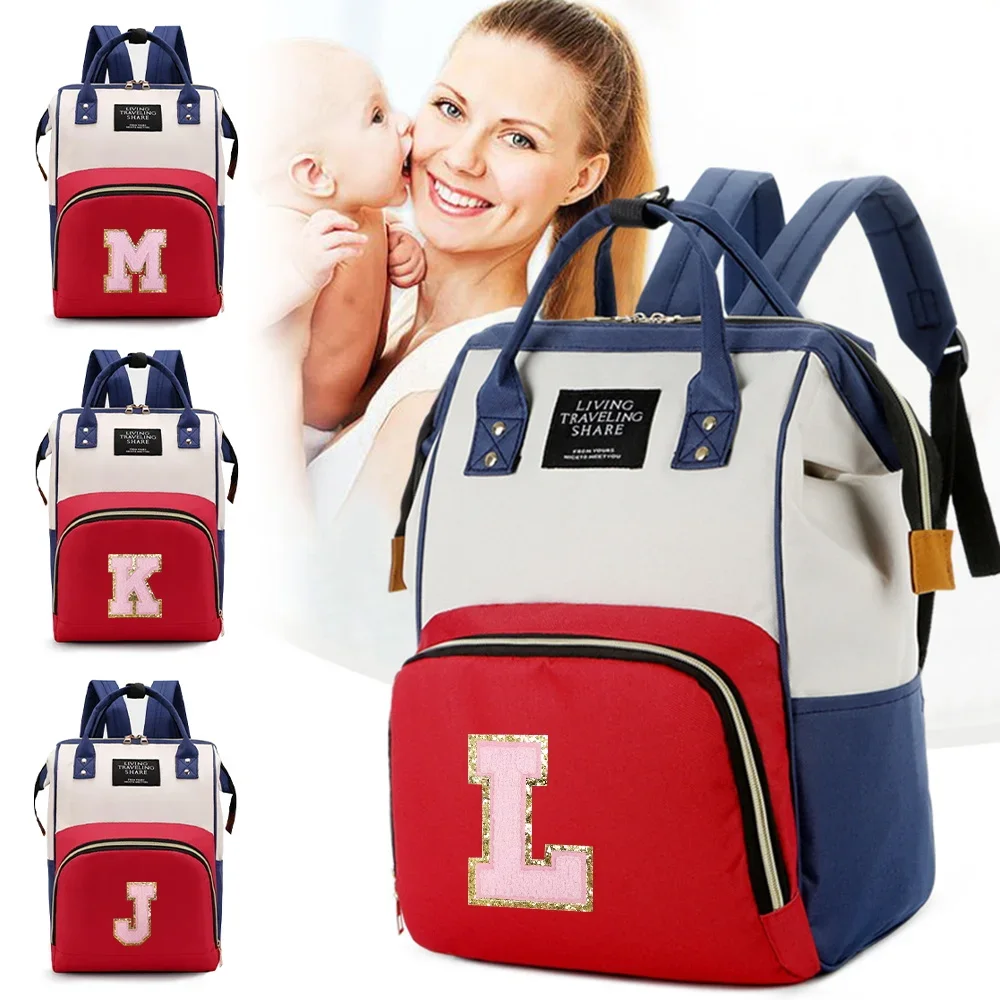 Nappy Backpack Bag Mummy Large Capacity Bag Mom Baby Multi-Function Waterproof Pink Letter Travel Diaper Bags Baby Nursing Bags