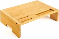 Support de moniteur en bambou avec support de Smartphone pour le bureau à domicile, ordinateur, ordinateur portable et TV 