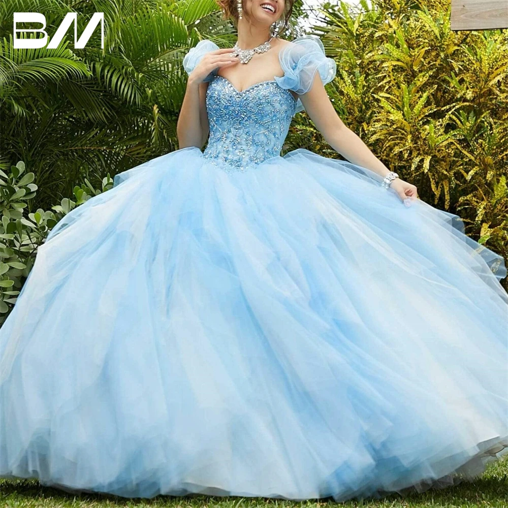 

Crystal Beading Ruffle Party Dress Vestidos De 15 Quinceañera Cocktail Dresses Embroidered Sparkle Tulle Quinceanera Dress 2023