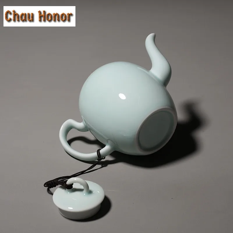 200ml Retro Celadon Jade Porcelain Teapot Handmade Misty Blue Kung Fu Tea Master Pots Pu'er Strainers Mugs Customized Teaware