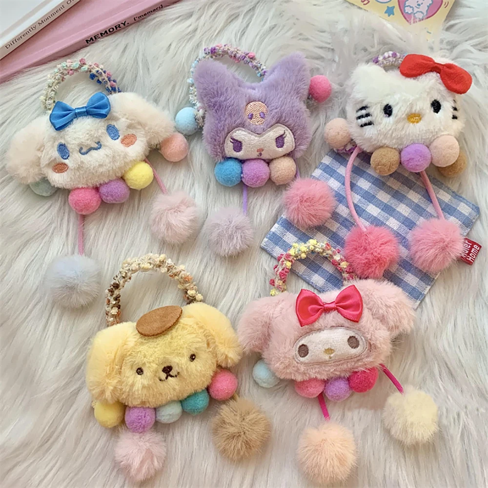 

Sanrio HairRope Plush Hair Accessories Bands My Melody Kawaii Kuromi Cinnamoroll Anime Cute Girls Autumn Winter Jewelry Gifts
