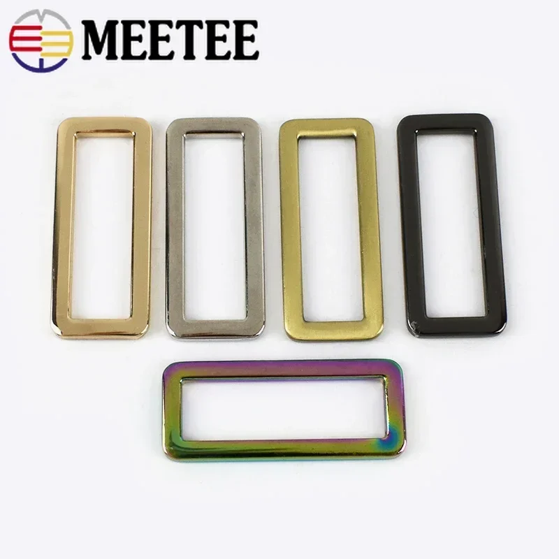 Meetee 5/10/20Pcs Metal Webbing Adjuster Buckles Square Bag Backpack Strap Buckle Dog Collar Clasps DIY Hardware Accessories