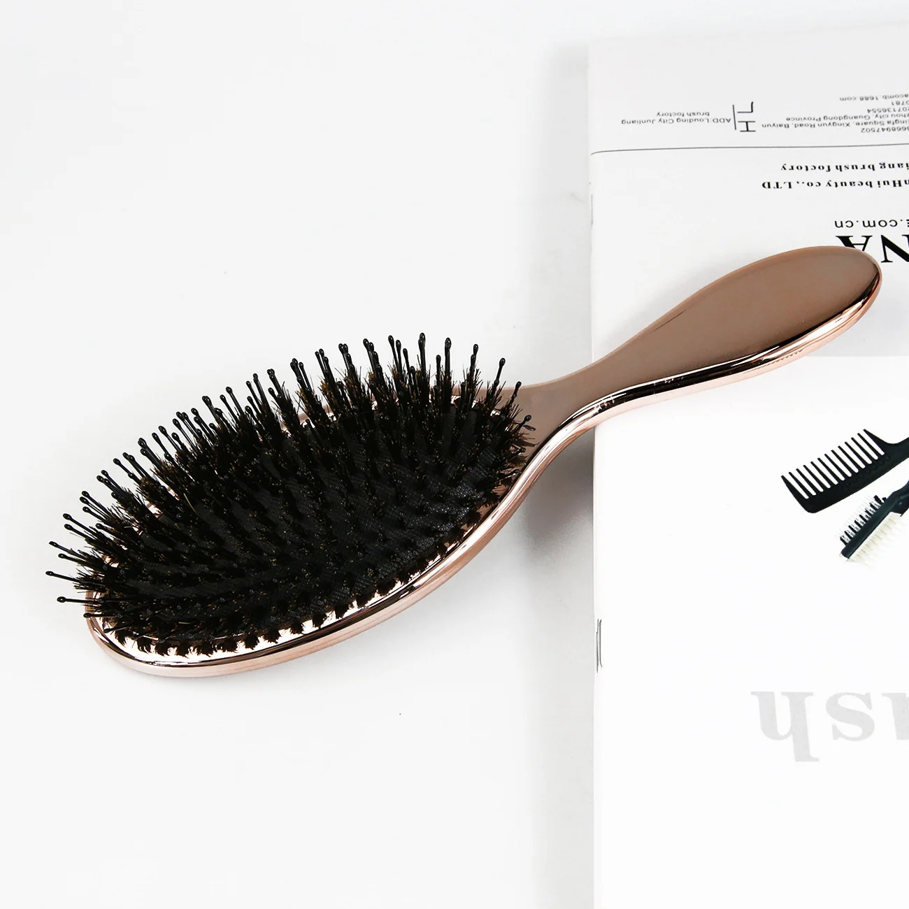 Luxury Air Cushion Comb Gold And Silver Boar Bristle Paddle Hair Brush Oval Anti Static Massage Hair Comb Hairdressing Tool images - 6