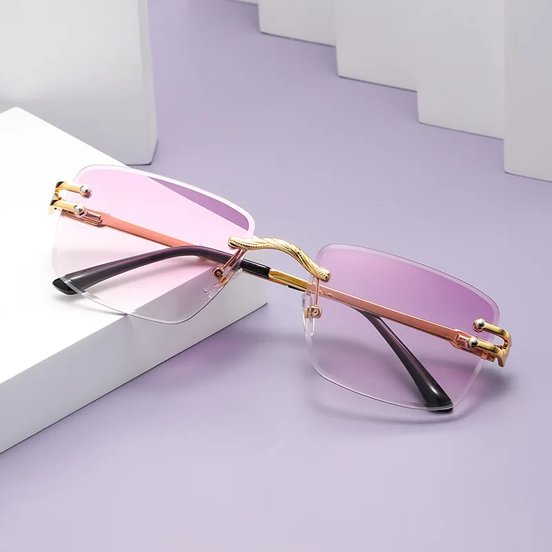 

Rimless Cutting Square Sunglasses Women Men Luxury Brand Design Sun Glasses For Female Trend Fashion Vintage Metal Shades UV400