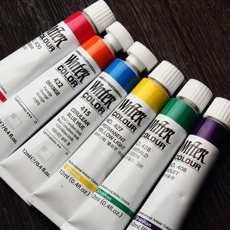 SHINHAN Professional Transparent Watercolor Paint 30 Color 7.5ml Set/20 Color 12ml Set for Artist Drawing Brush Art Supplies