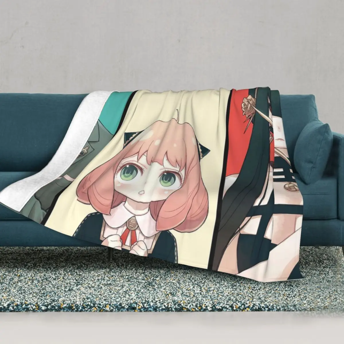 

Spy x Family Anime Flannel Blankets girl child cute Funny Throw Blanket for Home 125*100cm Rug Piece japan cute cartoon for kids