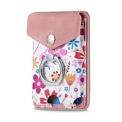 Floral Magnetic Phone Wallet with Universal Finger Ring Holder (Pink)